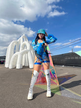 Load image into Gallery viewer, Aqua Blue Rhinestone Bucket Hat (Pre Order)