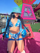Load image into Gallery viewer, Aqua Blue Rhinestone Bucket Hat (Pre Order)