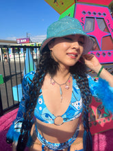 Load image into Gallery viewer, Aqua Blue Rhinestone Bucket Hat (Pre Order)
