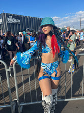 Load image into Gallery viewer, Aqua Blue Rhinestone Bucket Hat (Pre Order)