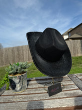 Load image into Gallery viewer, Black Rhinestone Cowboy Hat (Brim Only)