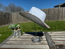 Load image into Gallery viewer, White Cowboy Hat  w/ Crystal AB Rhinestones (Brim Only)