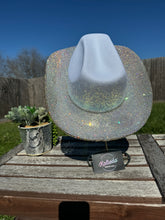Load image into Gallery viewer, White Cowboy Hat  w/ Crystal AB Rhinestones (Brim Only)
