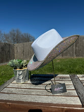 Load image into Gallery viewer, White Cowboy Hat  w/ Crystal AB Rhinestones (Brim Only)