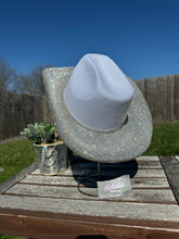 Load image into Gallery viewer, White Cowboy Hat w/ Clear Rhinestones (Brim Only)
