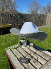 Load image into Gallery viewer, White Cowboy Hat w/ Clear Rhinestones (Brim Only)