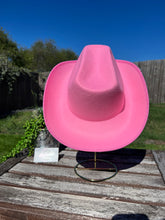 Load image into Gallery viewer, Pink Cowboy Hat with Rhinestone Flowers