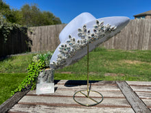 Load image into Gallery viewer, White Cowboy Hat with AB Rhinestone Flowers