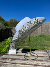 Load image into Gallery viewer, White Cowboy Hat with AB Rhinestone Flowers