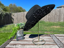 Load image into Gallery viewer, Black Cowboy Hat with Black Rhinestone Flowers