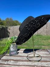 Load image into Gallery viewer, Black Cowboy Hat with Black Rhinestone Flowers