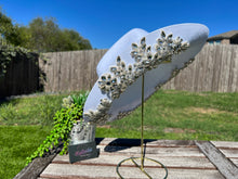 Load image into Gallery viewer, White Cowboy Hat with Clear Rhinestone Flowers