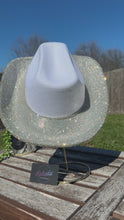 Load and play video in Gallery viewer, White Cowboy Hat w/ Clear Rhinestones (Brim Only)