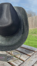 Load and play video in Gallery viewer, Black Rhinestone Cowboy Hat (Brim Only)