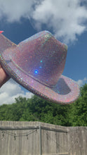 Load and play video in Gallery viewer, Pink Cowboy Hat w/ Crystal AB Rhinestones