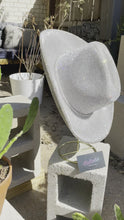 Load and play video in Gallery viewer, White Cowboy Hat w/ Clear Rhinestones