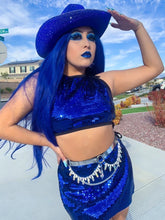 Load image into Gallery viewer, Sapphire Blue Rhinestone Cowboy Hat