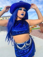 Load image into Gallery viewer, Sapphire Blue Rhinestone Cowboy Hat