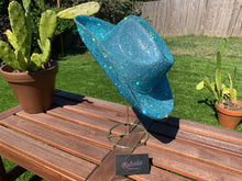 Load image into Gallery viewer, Aqua Blue Rhinestone Cowboy Hat