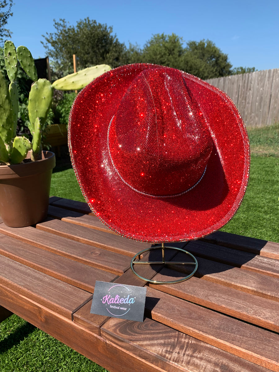 White Cowboy Hat w/ Clear Rhinestones – Kalieda Festival Wear