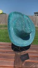 Load and play video in Gallery viewer, Aqua Blue Rhinestone Cowboy Hat