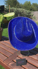 Load and play video in Gallery viewer, Sapphire Blue Rhinestone Cowboy Hat
