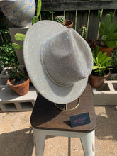 Load image into Gallery viewer, White Wide Brim Hat w/ Clear Rhinestones