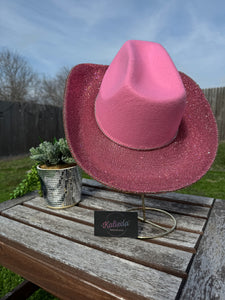 Pink Cowboy Hat w/ Pink Rhinestones (Brim Only)