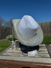 Load image into Gallery viewer, White Cowboy Hat w/ Clear Rhinestones (Brim Only)
