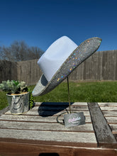 Load image into Gallery viewer, White Cowboy Hat w/ Clear Rhinestones (Brim Only)
