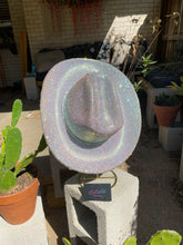 Load image into Gallery viewer, White Cowboy Hat  w/ Crystal AB Rhinestones

