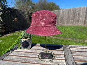 Rose Pink Rhinestone Bucket Hat