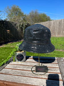 Silver Hematite Rhinestone Bucket Hat