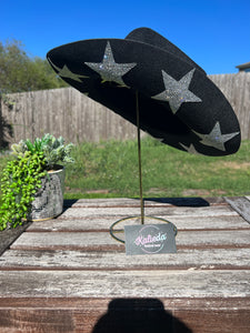 Black Cowboy Hat with Rhinestone Stars