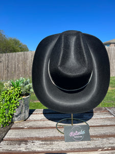 Black Cowboy Hat with Rhinestone Stars