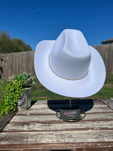 White Cowboy Hat with Rhinestone Stars