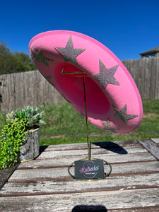 Pink Cowboy Hat with AB Rhinestone Stars