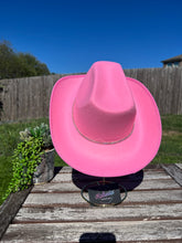 Load image into Gallery viewer, Pink Cowboy Hat with AB Rhinestone Stars
