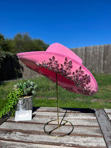 Pink Cowboy Hat with Rhinestone Flowers