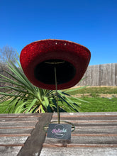 Load image into Gallery viewer, Black Top Red Bottom Rhinestone Cowboy Hat
