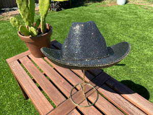 Silver Hematite Rhinestone Cowboy Hat
