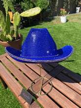 Load image into Gallery viewer, Sapphire Blue Rhinestone Cowboy Hat
