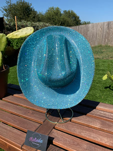 Aqua Blue Rhinestone Cowboy Hat