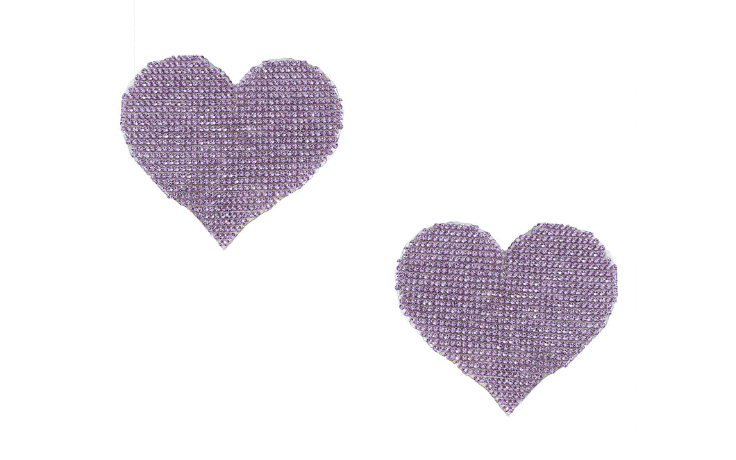 Light Purple Rhinestone Heart Pasties