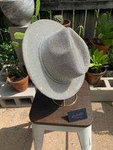 Load image into Gallery viewer, White Wide Brim Hat w/ Clear Rhinestones
